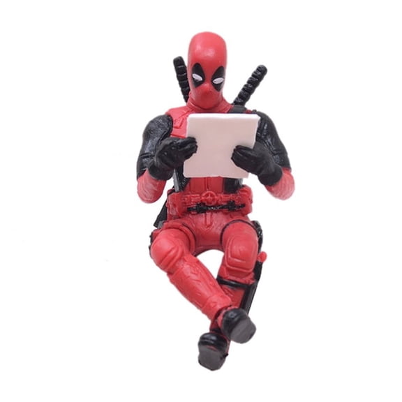 Tavanan Car Ornaments Deadpool Reading Personality Car Decorations Action Figures Sitting Models Anime Mini Dolls Car Ornaments Car Accessories