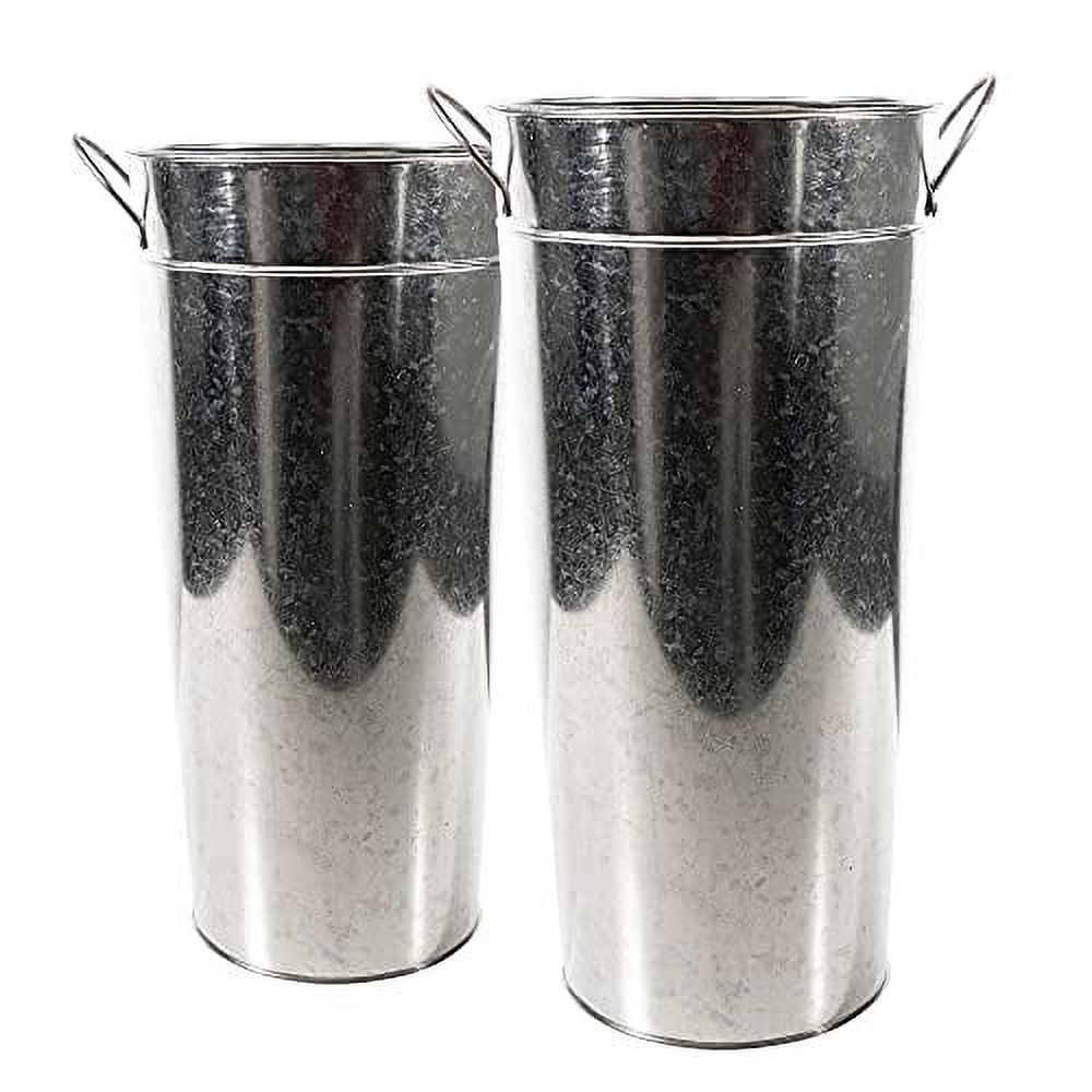 Tavenly 15" Galvanized Vase 2 Pack of Sparkler Bucket Tall Vases for