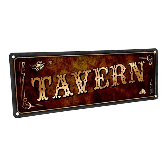 Tavern 4"x12" Metal Sign, Wall Décor for Mancave, Den, and Gameroom