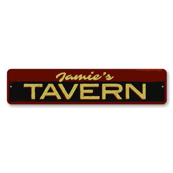 Tavern Name Sign, Bar Sign, Custom Bar Owner Name Sign, Bartender Sign, Tavern Bar Aluminum Decor - 4x18 inches