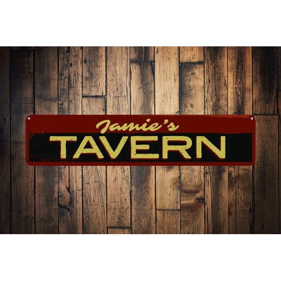 Tavern Name Sign Bar Sign Custom Bar Owner Name Sign Metal Bartender Sign Tavern Bar Decor - ENS1001662 - Size: 16 x 4 Inches