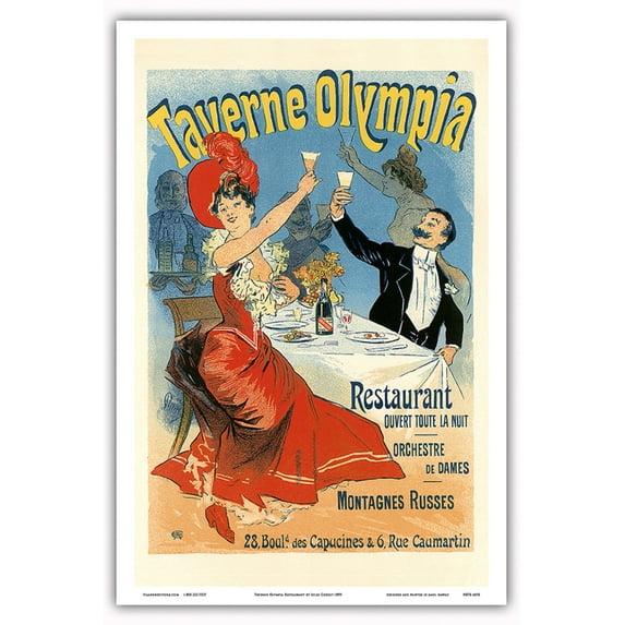 Taverne Olympia Restaurant - Vintage Advertising Poster by Jules Chéret 1899 - Master Art Print (Unframed) 12in x 18in