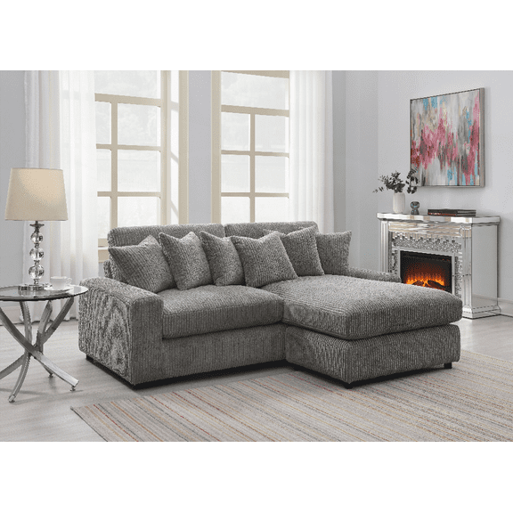 Tavia Gray Corduroy Reversible "L" Shape Sectional Sofa with 6 Pillows | Walmart US Store