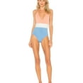 thumbnail image 1 of Tavik Womens Chase Color Blocked One Piece Halter Top Swimsuit, Blue, Large, 1 of 3
