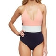 thumbnail image 1 of Tavik Womens Chase Color Blocked One Piece Halter Top Swimsuit, Orange, Large, 1 of 1