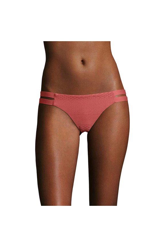 Womens Chloe Textured Bikini Swim Bottom, Pink, Large