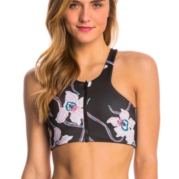 Tavik Womens Faye Sport Bikini Swim Top, Black, X-Small