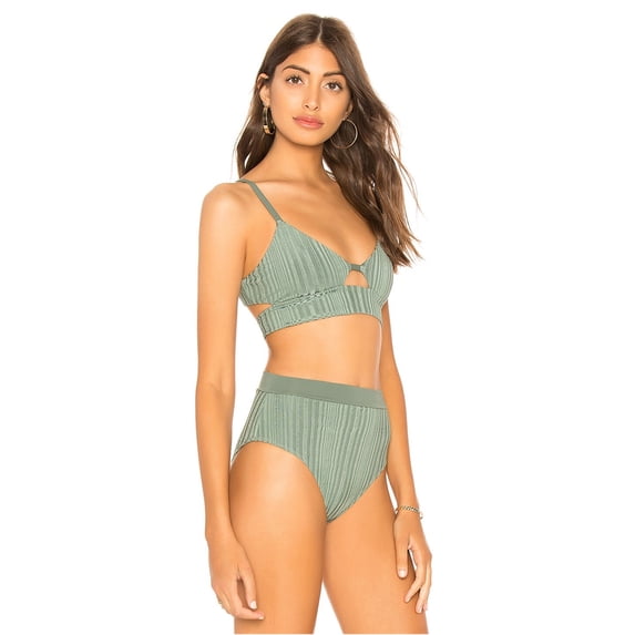 Tavik Womens Juliet Cut Out Bikini Swim Top, Green, Medium