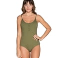 thumbnail image 1 of Tavik Womens Lila Ribbed One Piece Tank Swimsuit, Green, Small, 1 of 1