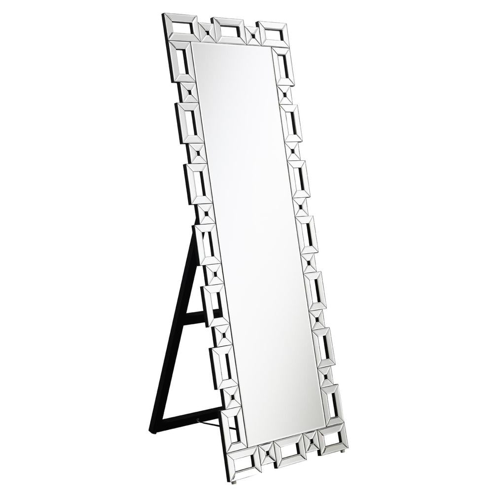 Silver Geometric Frame Full Length Freestanding Mirror