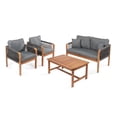 thumbnail image 1 of Tavira 4-Piece Modern Bohemian Acacia Wood Outdoor Patio Set with Cushions and Plain Decorative Pillows, Gray/Teak Brown, 1 of 6