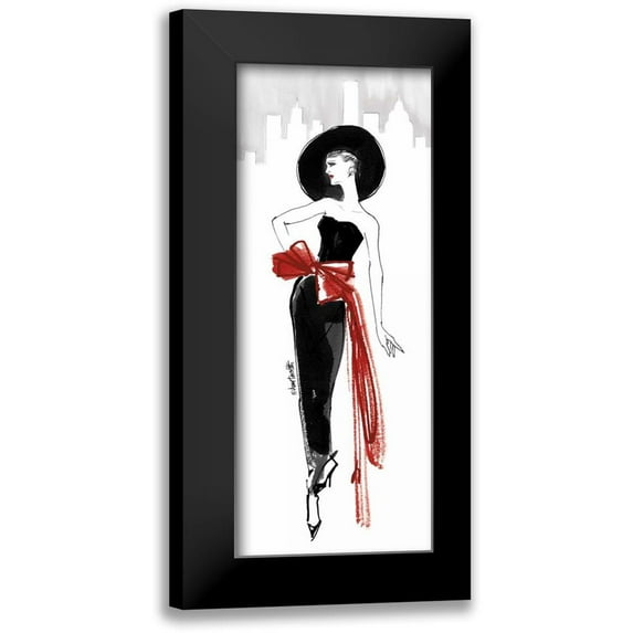 Tavoletti, Anne 10x18 Black Modern Framed Museum Art Print Titled - Fifties Fashion IV Red Scarf