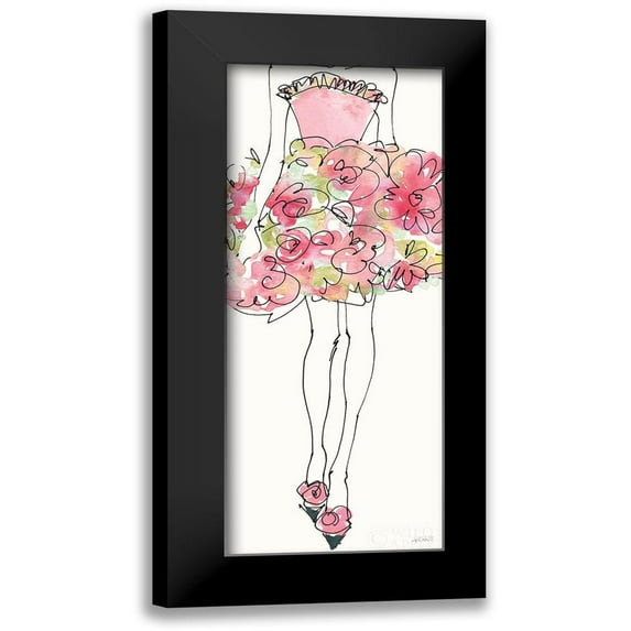Tavoletti, Anne 10x18 Black Modern Framed Museum Art Print Titled - Floral Fashion Shoulders I Pink