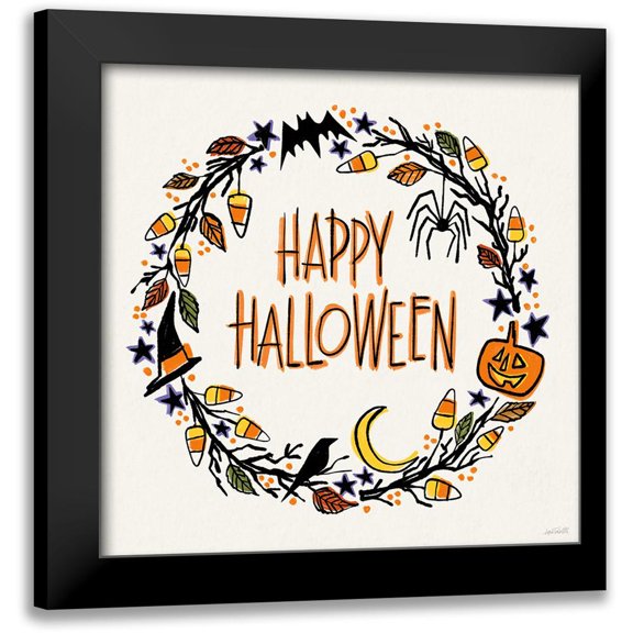 Tavoletti, Anne 12x12 Black Modern Framed Museum Art Print Titled - Halloween Wreath II