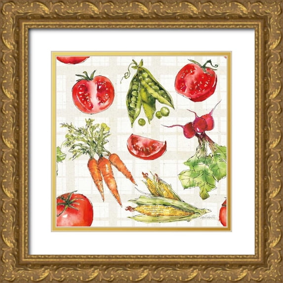 Tavoletti, Anne 12x12 Gold Ornate Wood Framed with Double Matting Museum Art Print Titled - Veggie Market Pattern IA