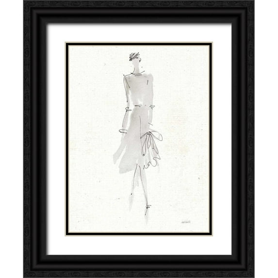 Tavoletti, Anne 12x14 Black Ornate Wood Framed with Double Matting Museum Art Print Titled - La Fashion I Gray v2