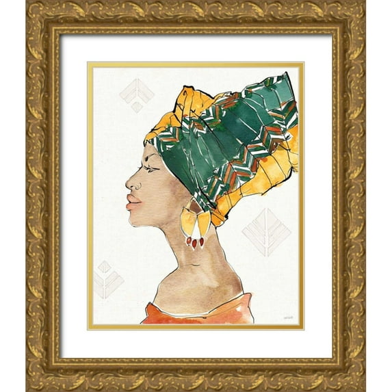 Tavoletti, Anne 12x14 Gold Ornate Wood Framed with Double Matting Museum Art Print Titled - African Flair VII