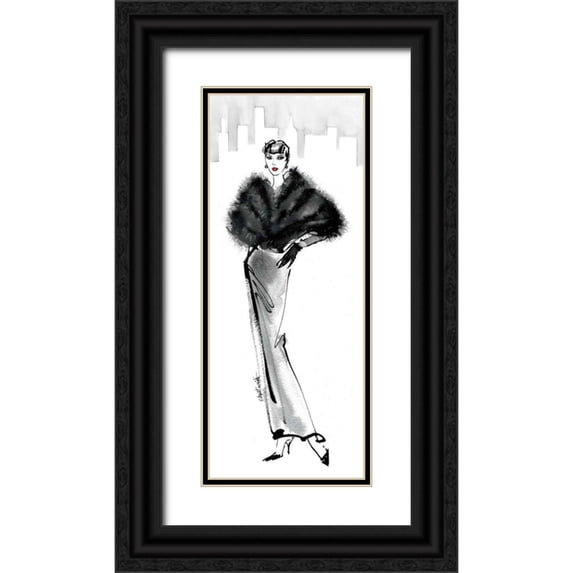Tavoletti, Anne 12x24 Black Ornate Wood Framed with Double Matting Museum Art Print Titled - Fifties Fashion I with Red