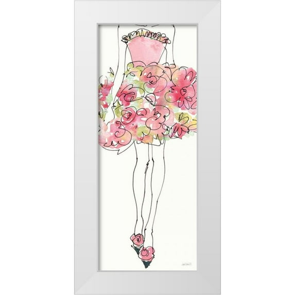 Tavoletti, Anne 12x24 White Modern Wood Framed Museum Art Print Titled - Floral Fashion Shoulders I Pink