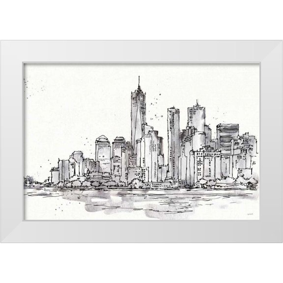 Tavoletti, Anne 14x11 White Modern Wood Framed Museum Art Print Titled - Skyline Sketches I No Words Flowers