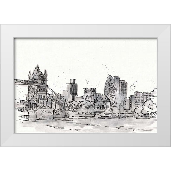 Tavoletti, Anne 14x11 White Modern Wood Framed Museum Art Print Titled - Skyline Sketches IV No Words Flowers