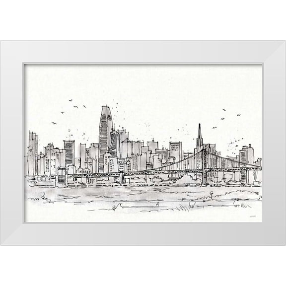 Tavoletti, Anne 14x11 White Modern Wood Framed Museum Art Print Titled - Skyline Sketches VII No Words Flowers