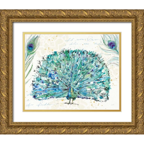 Tavoletti, Anne 14x12 Gold Ornate Wood Framed with Double Matting Museum Art Print Titled - Peacock Garden IX Purple