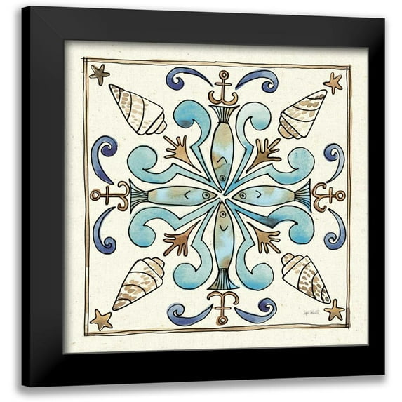 Tavoletti, Anne 15x15 Black Modern Framed Museum Art Print Titled - Coastal Breeze Tile IV