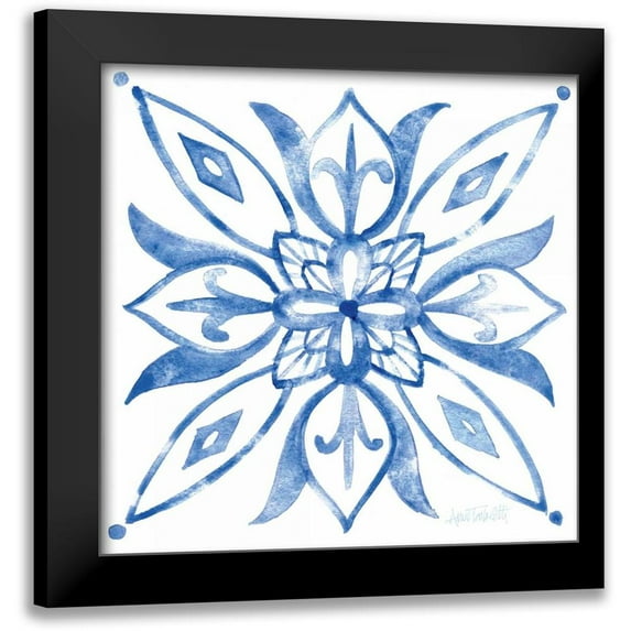 Tavoletti, Anne 15x15 Black Modern Framed Museum Art Print Titled - Tile Stencil II Blue