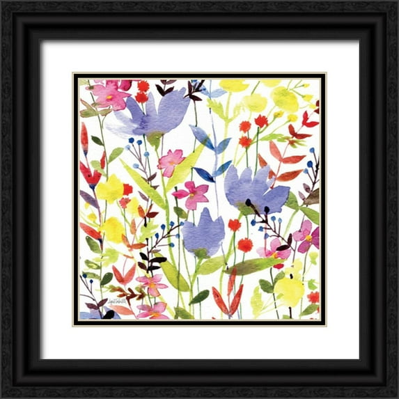 Tavoletti, Anne 15x15 Black Ornate Wood Framed with Double Matting Museum Art Print Titled - Annes Flowers Crop I