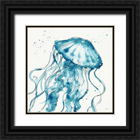 Tavoletti, Anne 15x15 Black Ornate Wood Framed with Double Matting Museum Art Print Titled - Deep Sea X Teal