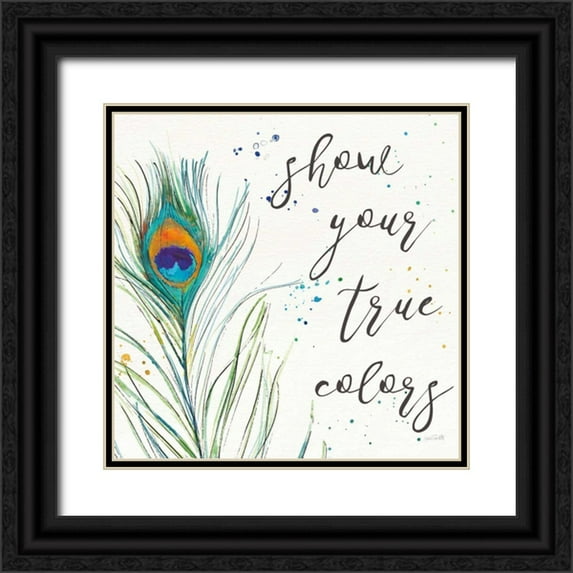 Tavoletti, Anne 15x15 Black Ornate Wood Framed with Double Matting Museum Art Print Titled - Peacock Garden VII