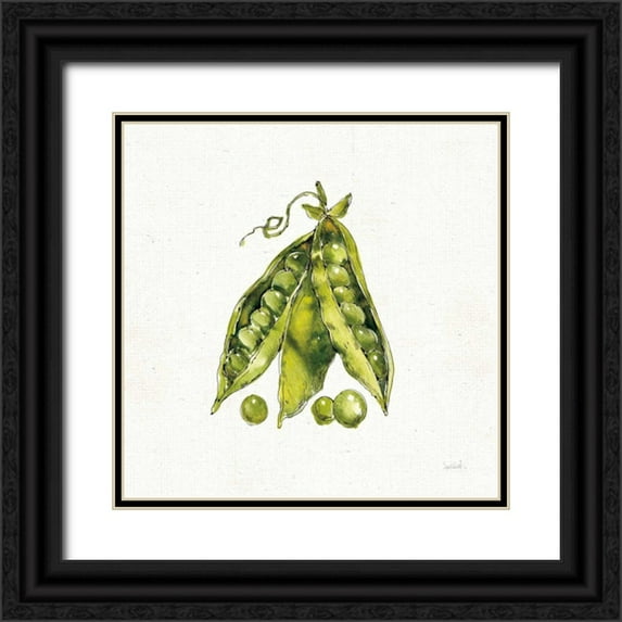 Tavoletti, Anne 15x15 Black Ornate Wood Framed with Double Matting Museum Art Print Titled - Veggie Market IV Peas