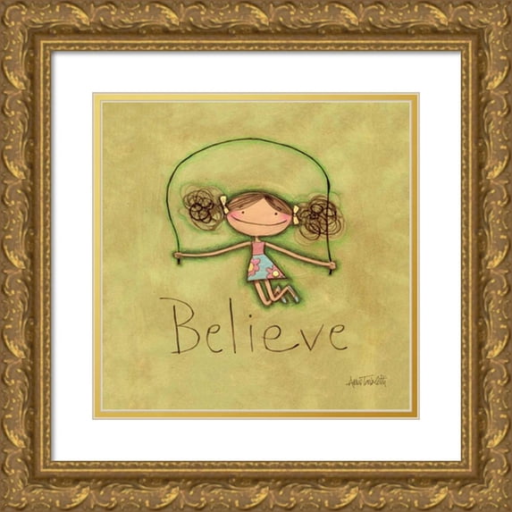 Tavoletti, Anne 15x15 Gold Ornate Wood Framed with Double Matting Museum Art Print Titled - Believe