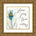 thumbnail image 1 of Tavoletti, Anne 15x15 Gold Ornate Wood Framed with Double Matting Museum Art Print Titled - Peacock Garden VII, 1 of 4