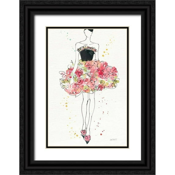 Tavoletti, Anne 17x24 Black Ornate Wood Framed with Double Matting Museum Art Print Titled - Floral Fashion II v2
