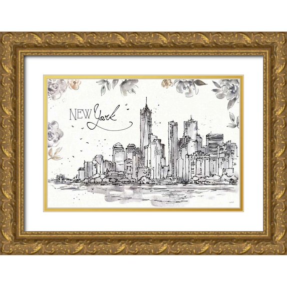 Tavoletti, Anne 18x13 Gold Ornate Wood Framed with Double Matting Museum Art Print Titled - Skyline Sketches I