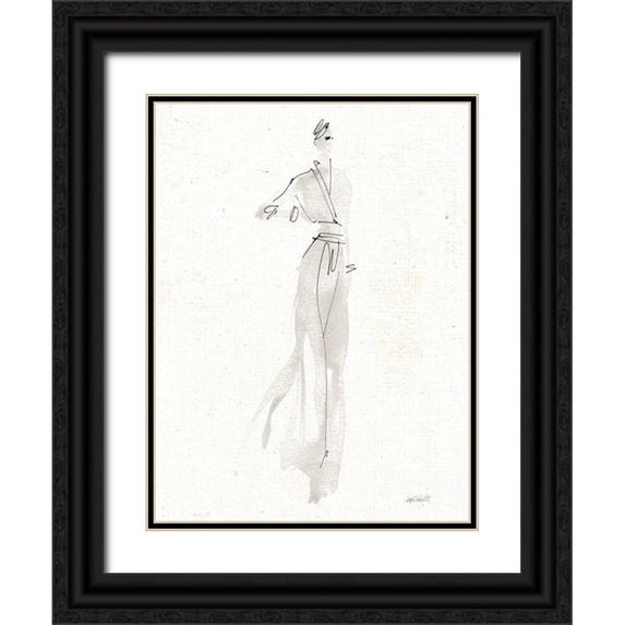 Tavoletti, Anne 19x24 Black Ornate Wood Framed with Double Matting Museum Art Print Titled - La Fashion IV Gray v2