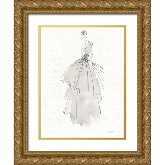 Tavoletti, Anne 19x24 Gold Ornate Wood Framed with Double Matting Museum Art Print Titled - La Fashion II Gray v2