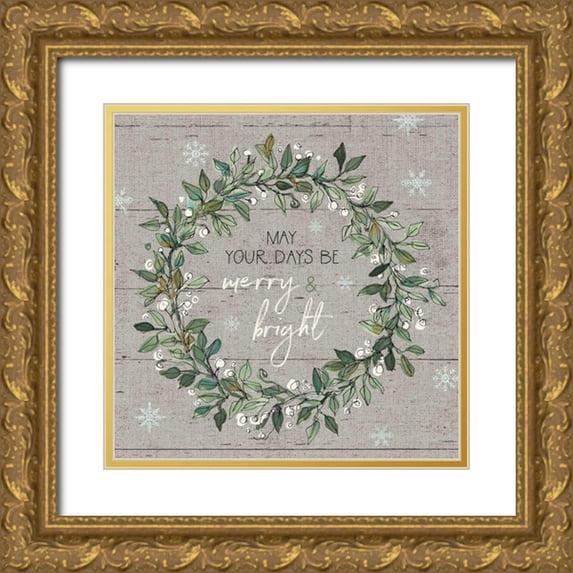 Tavoletti, Anne 20x20 Gold Ornate Wood Framed with Double Matting Museum Art Print Titled - Holiday on the Farm IX - Merry and Bright