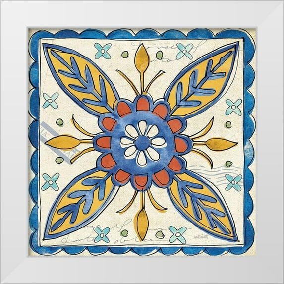 Tavoletti, Anne 20x20 White Modern Wood Framed Museum Art Print Titled - Tuscan Sun Tiles III Talavera