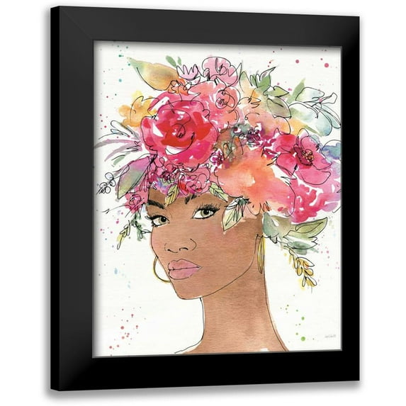 Tavoletti, Anne 20x24 Black Modern Framed Museum Art Print Titled - Floral Figures XI