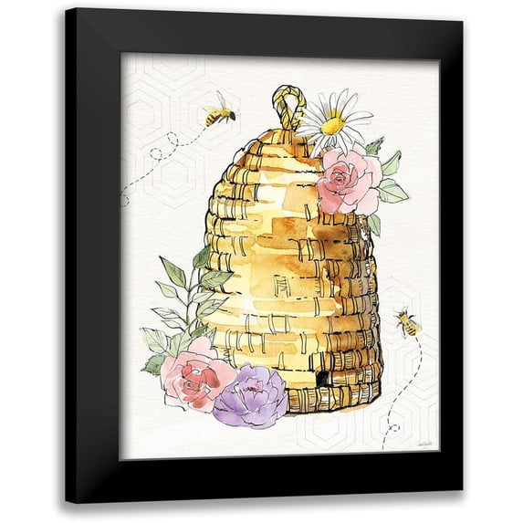 Tavoletti, Anne 20x24 Black Modern Framed Museum Art Print Titled - Honeybee Blossoms VI