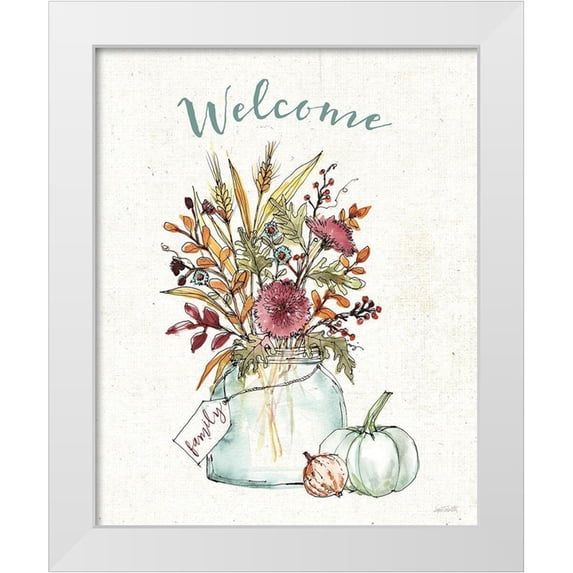 Tavoletti, Anne 20x24 White Modern Wood Framed Museum Art Print Titled - Festive Foliage III Welcome
