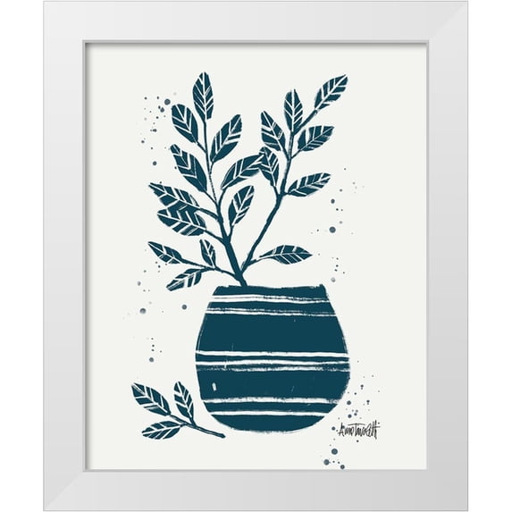 Tavoletti, Anne 20x24 White Modern Wood Framed Museum Art Print Titled - Monochrome Blue Botanical Sketches VII
