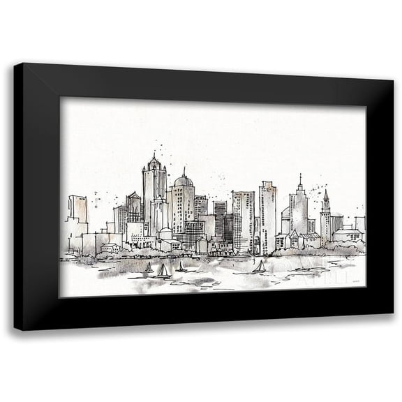 Tavoletti, Anne 24x17 Black Modern Framed Museum Art Print Titled - Skyline Sketches III No Words Flowers