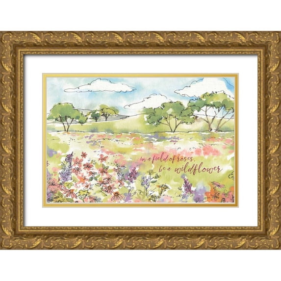 Tavoletti, Anne 24x17 Gold Ornate Wood Framed with Double Matting Museum Art Print Titled - Simply Petals VIII