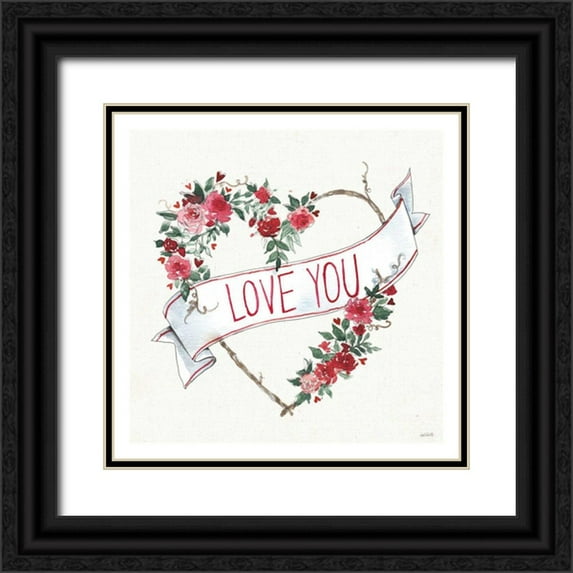 Tavoletti, Anne 26x26 Black Ornate Wood Framed with Double Matting Museum Art Print Titled - Love You I