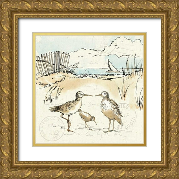 Tavoletti, Anne 26x26 Gold Ornate Wood Framed with Double Matting Museum Art Print Titled - Coastal Breeze XI