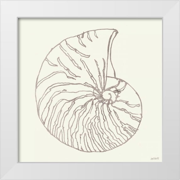 Tavoletti, Anne 26x26 White Modern Wood Framed Museum Art Print Titled - Coastal Breeze Shell Sketches VII Silver